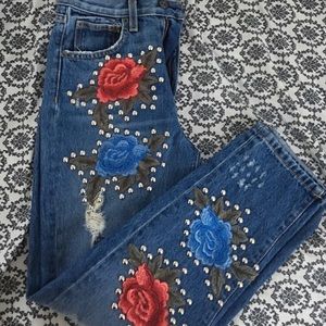 Carmar Embroidered Mom Jeans